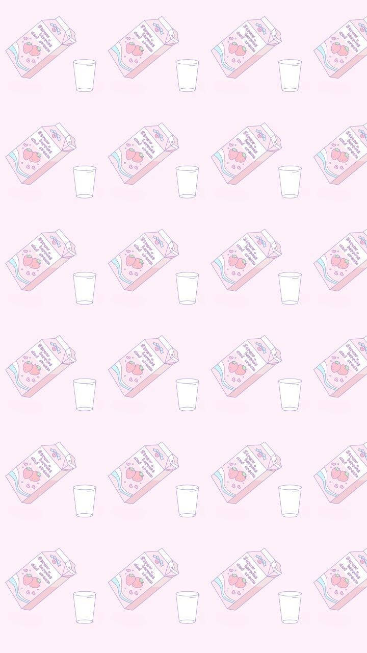 Enjoy A Cold Glass Of Strawberry Milk - The Perfect Refreshing Drink Wallpaper