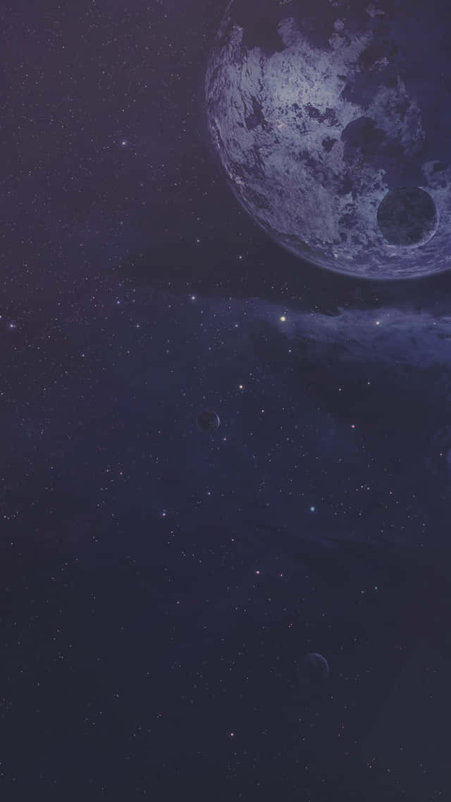 Enjoy The Peace And Tranquility Of A Night Sky With Moon And Stars Iphone Wallpaper. Wallpaper