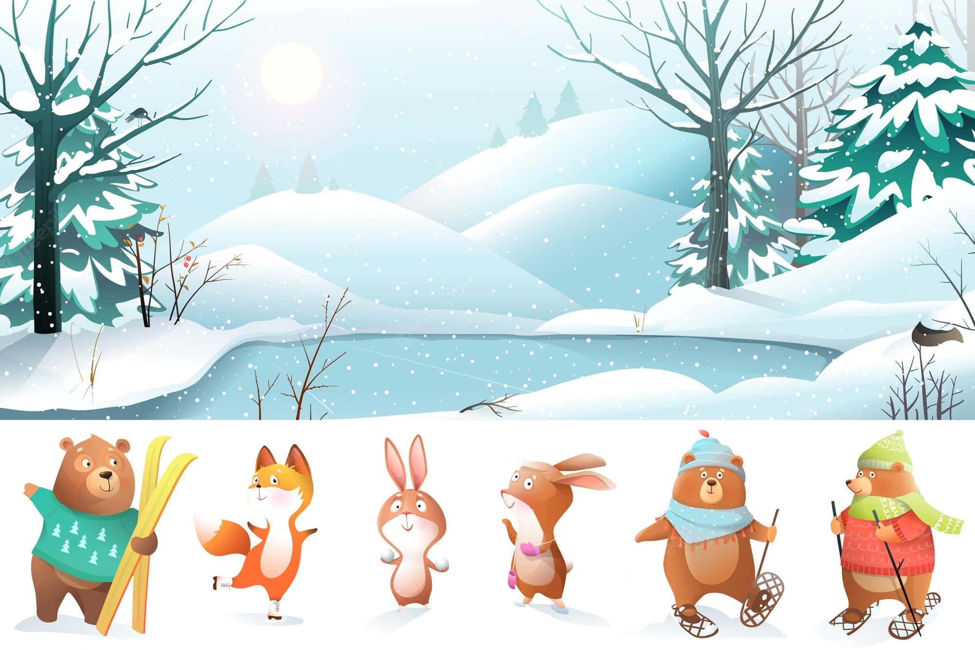 Enjoy The Peacefulness Of A Winter Forest. Wallpaper