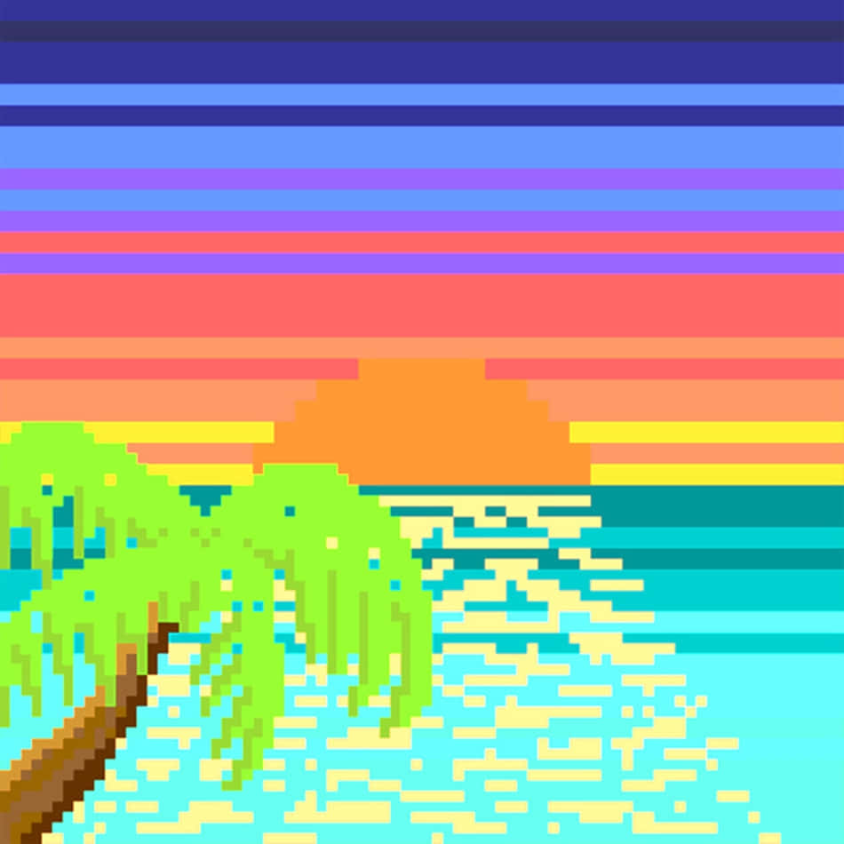 “enjoying The Peaceful Sunrise At Pixel Beach” Wallpaper