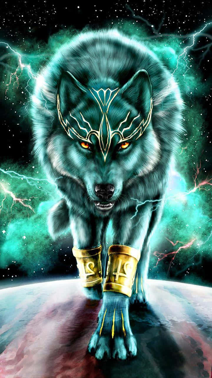 Epic Wolves With Thunderstrikes Wallpaper