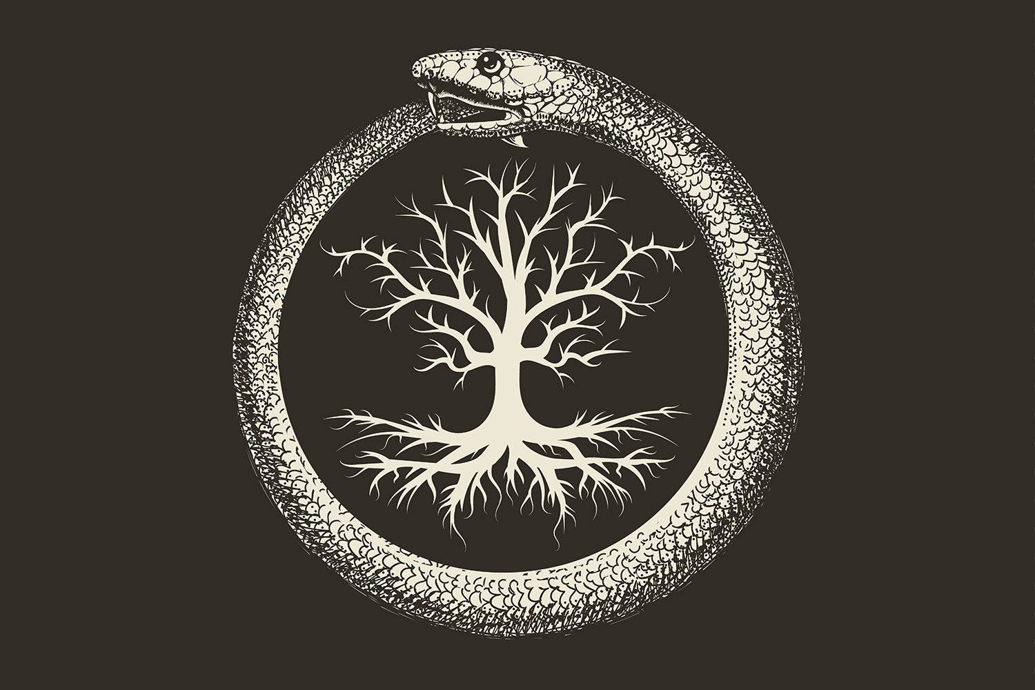 Esoteric Ouroboros And Tree Of Life Wallpaper