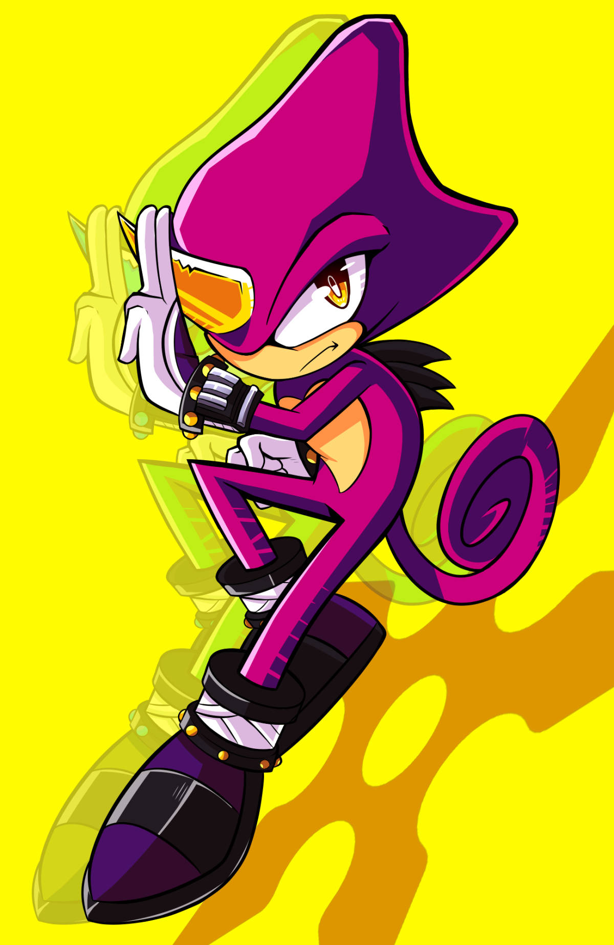 Espio The Chameleon Yellow Background Wallpaper