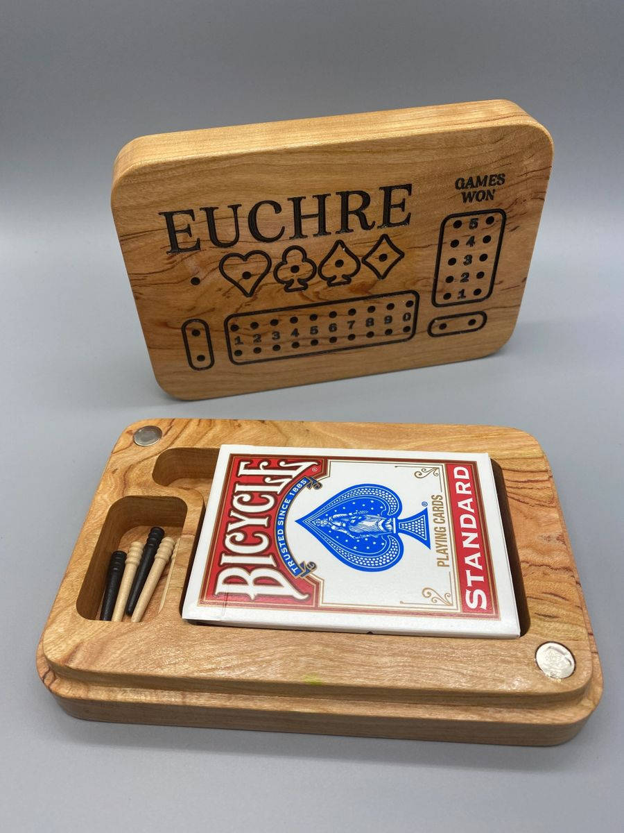 Euchre Game Set Wooden Box Wallpaper