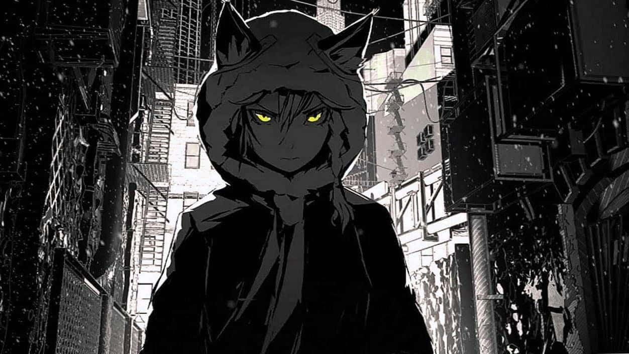 Excited Black Anime Boy Runs Towards Adventure Wallpaper