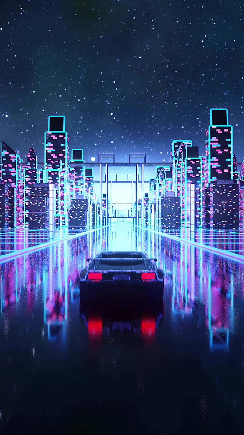 Explore The Futuristic Cityscape Of Synthwave City Wallpaper