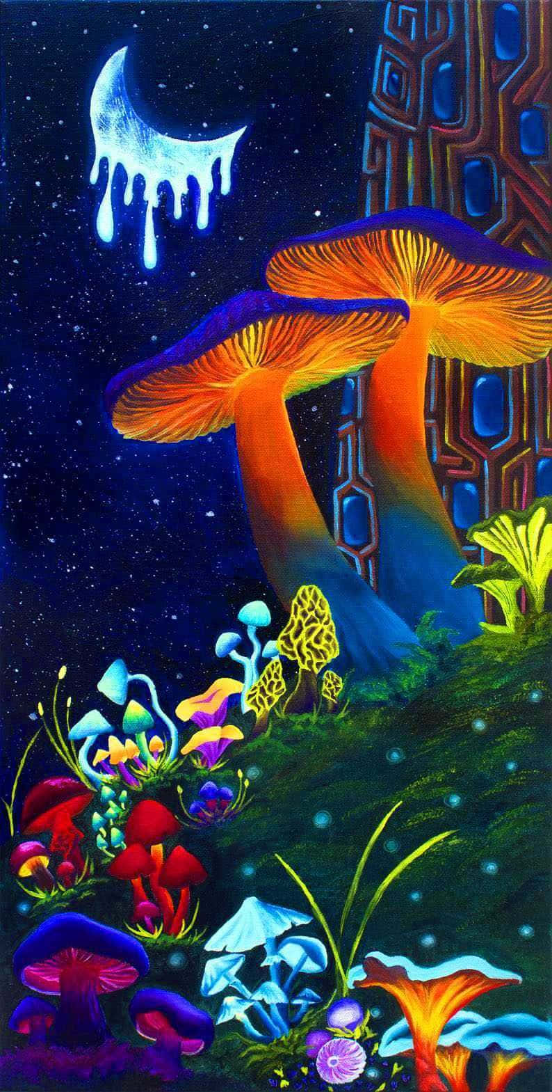 Explore The World Of Trippy Mushrooms! Wallpaper