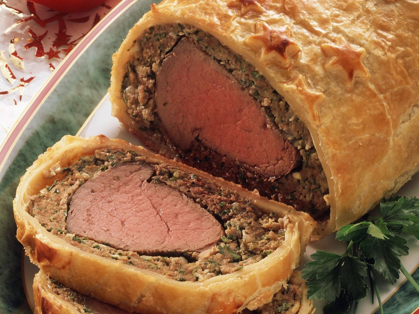 Exquisite Beef Wellington Preparation With Star Design Wallpaper