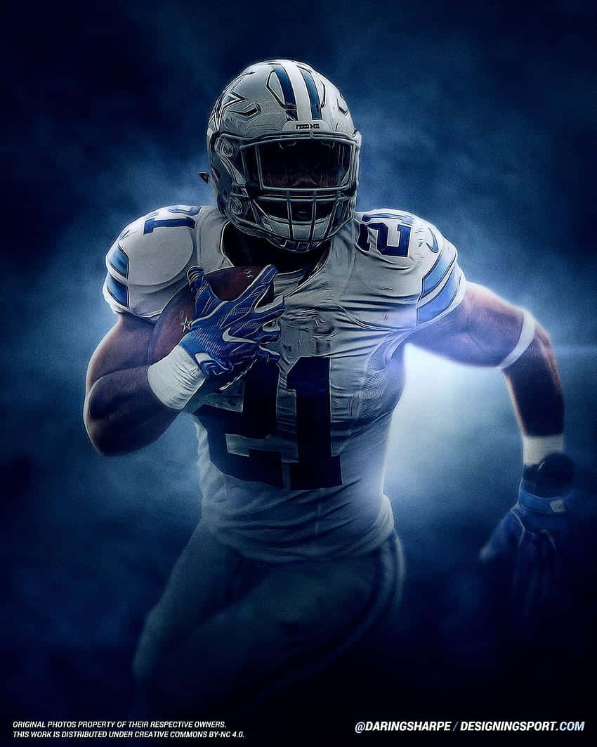 Ezekiel Elliott Showing Off His Two-time Nfl Offensive Player Of The Year Award Wallpaper