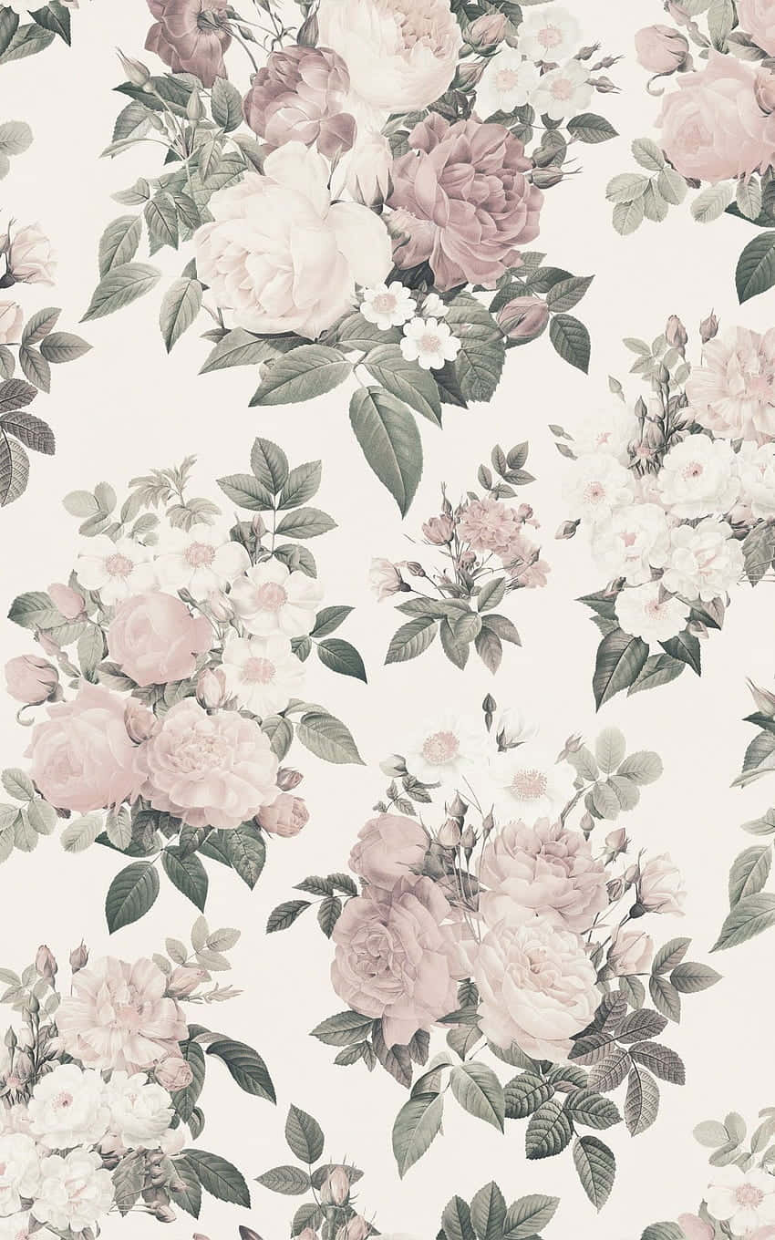 Faded Vintage Flower Wallpaper