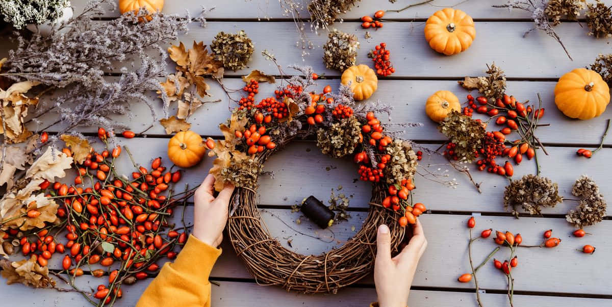 Fall Thanksgiving Wreath Wallpaper