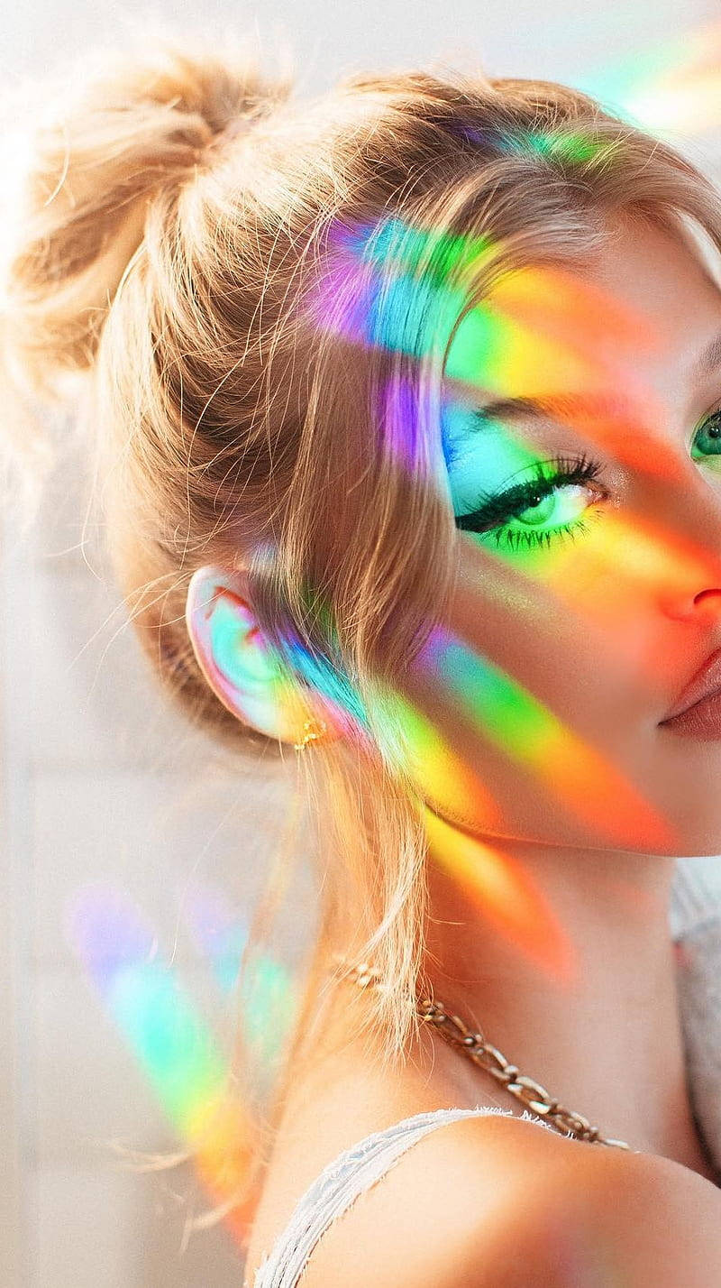 Famous Tiktokers Loren Gray Rainbow Glow Wallpaper