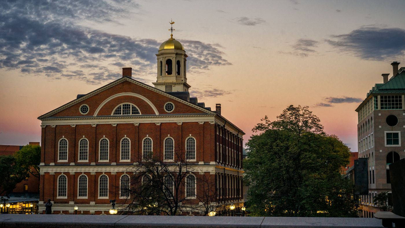 Faneuil Hall Dark Orange Sky Wallpaper