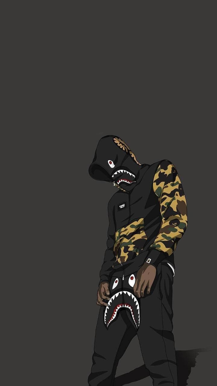 Fatigue Print Bape Cartoon Wallpaper