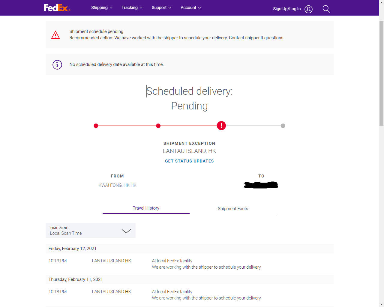 Fedex Tracking Form Pending Delivery Wallpaper