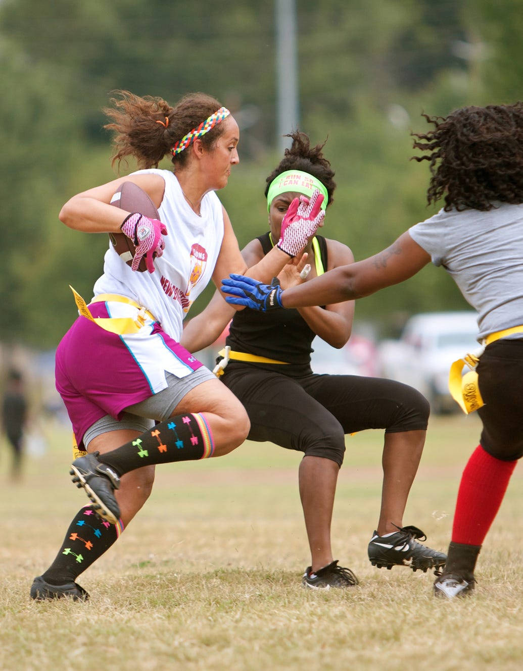 Female Flag Football Players Score Wallpaper