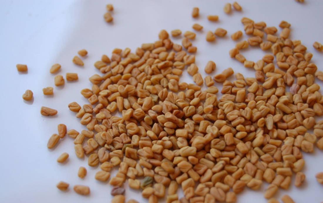 Fenugreek Seeds On A White Plate Wallpaper