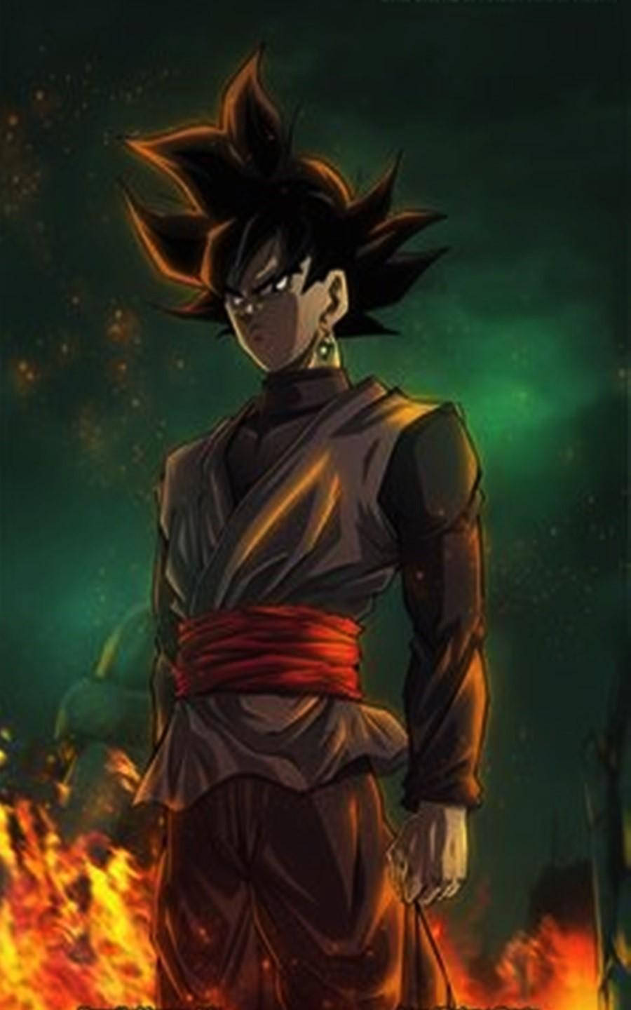 Fiery Goku Black Iphone Fanart Wallpaper