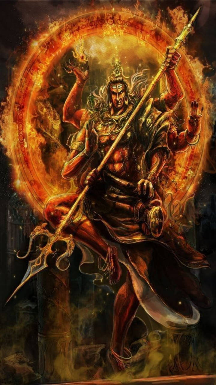 Fiery Mahadev Rudra Avatar Phone Wallpaper