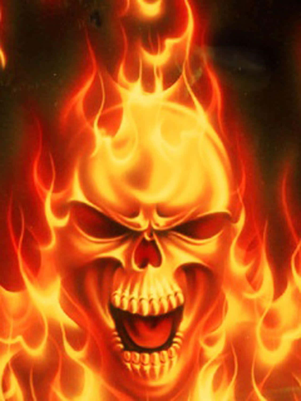 Fire Skull With Red Eyes Wallpaper