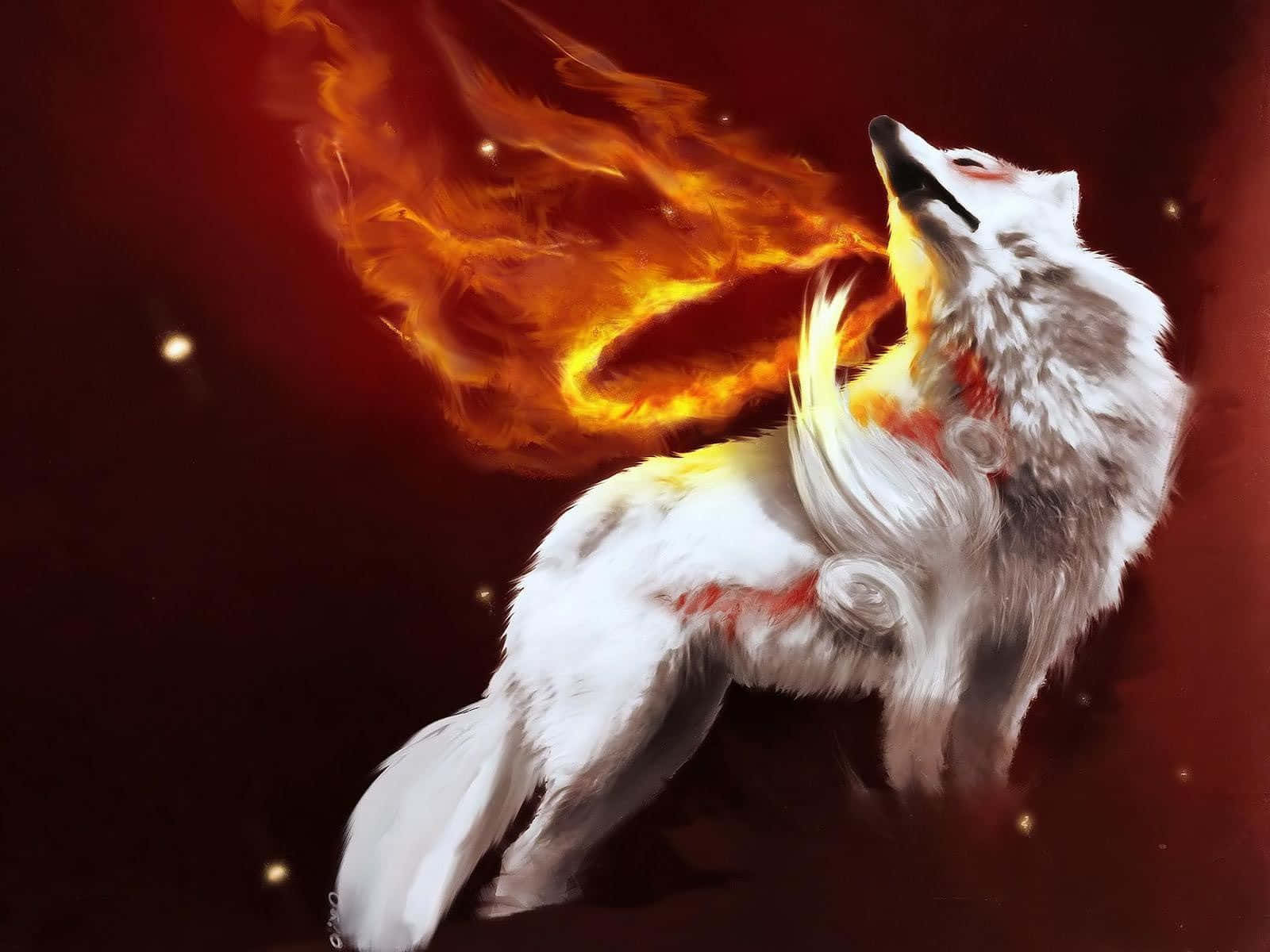 Firey Super Cool Wolf Edit Wallpaper