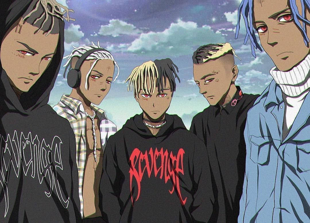 Five Versions Xxxtentacion Anime Cartoon Wallpaper