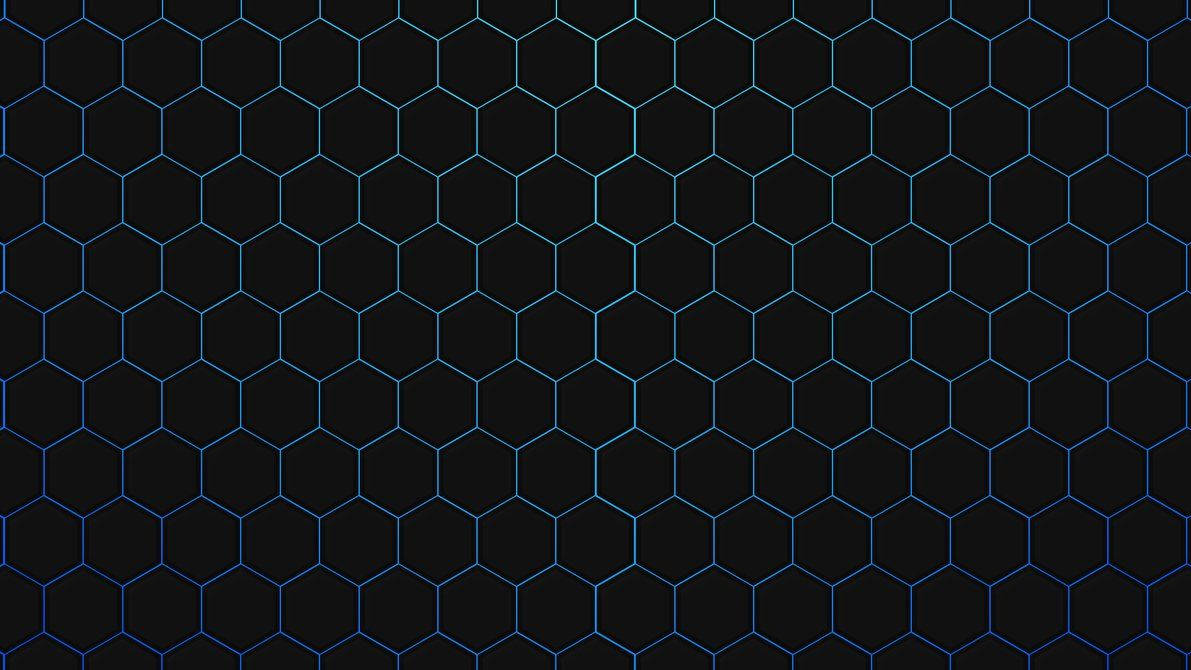 Flat Black And Blue Hexagon Wallpaper