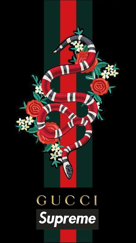 Floral Gucci And Supreme Logo Wallpaper