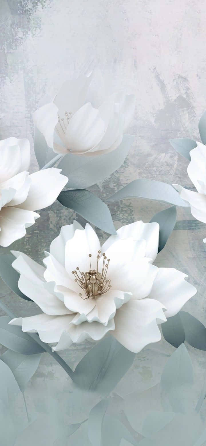 Floral Silver Aesthetic Iphone Wallpaper