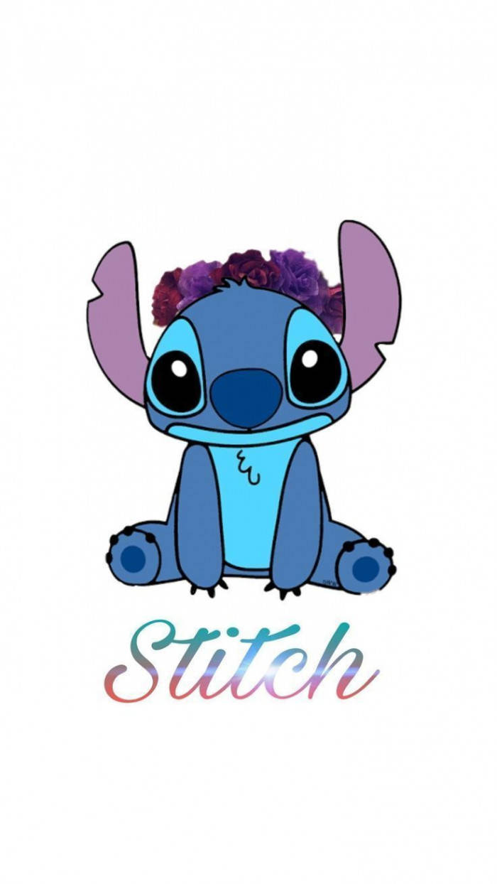 Flower Wreath Kawaii Stitch Wallpaper