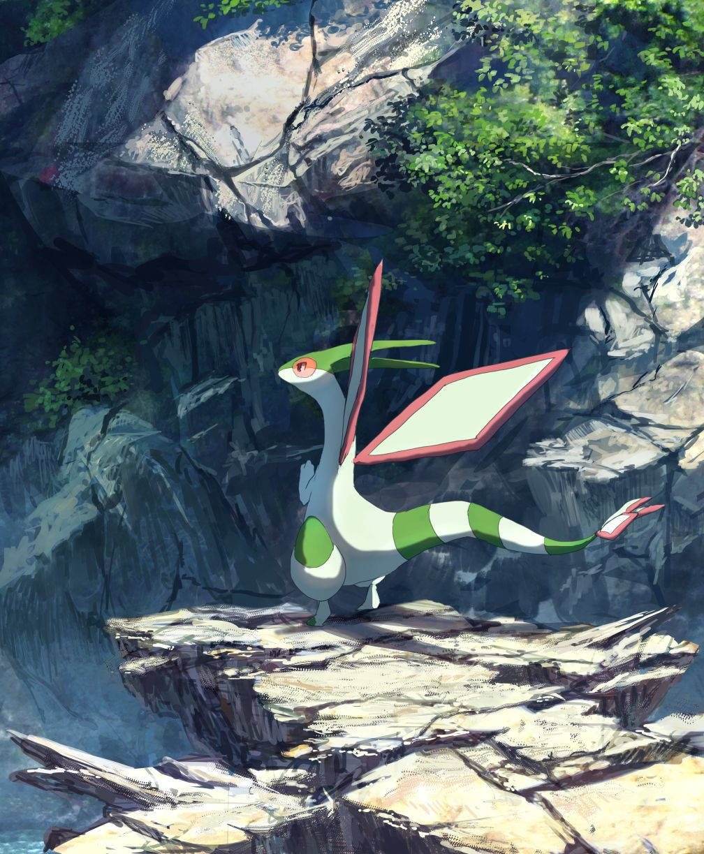 Flygon On A Rocky Mountain Wallpaper