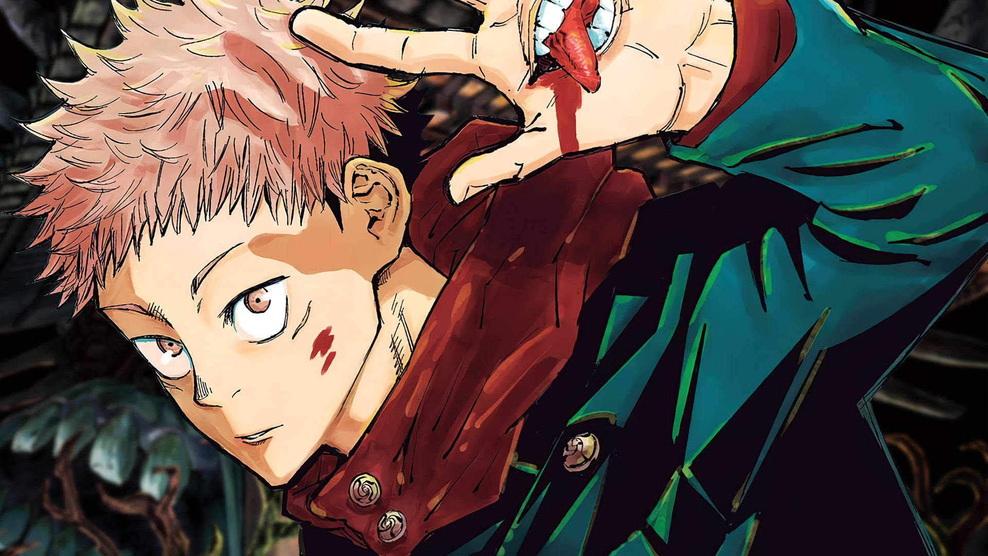 Follow Yuji Itadori's Journey Through Jujutsu Kaisen With This Epic Desktop Wallpaper Wallpaper