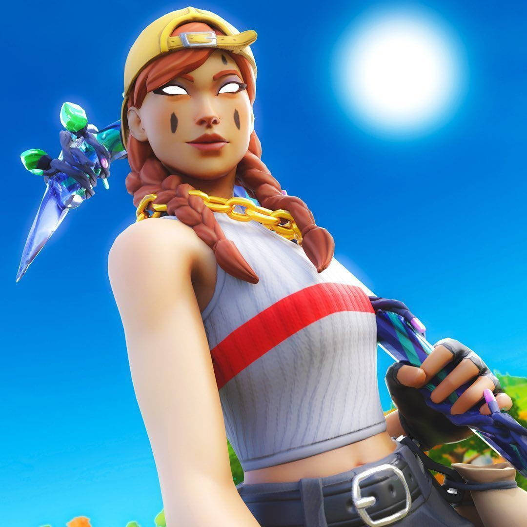 Fortnite Pfp Aura Outfit With White Eyes Wallpaper