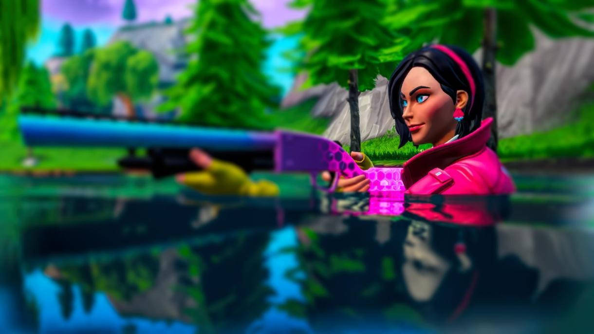 Fortnite Thumbnail Character On Water Wallpaper