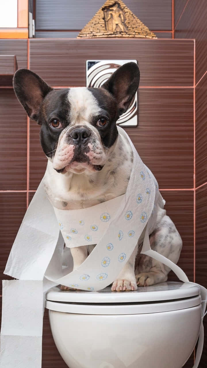 French Bulldog Funny Toilet Training Wallpaper