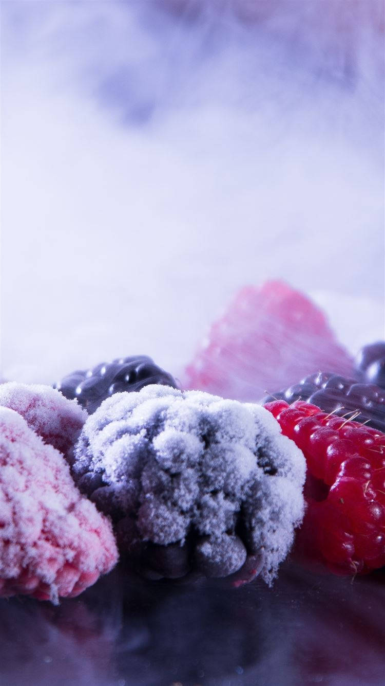 Frozen Red And Black Raspberries Wallpaper