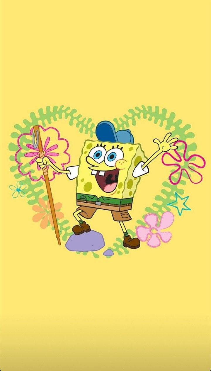 Funny Spongebob With A Blue Cap Wallpaper