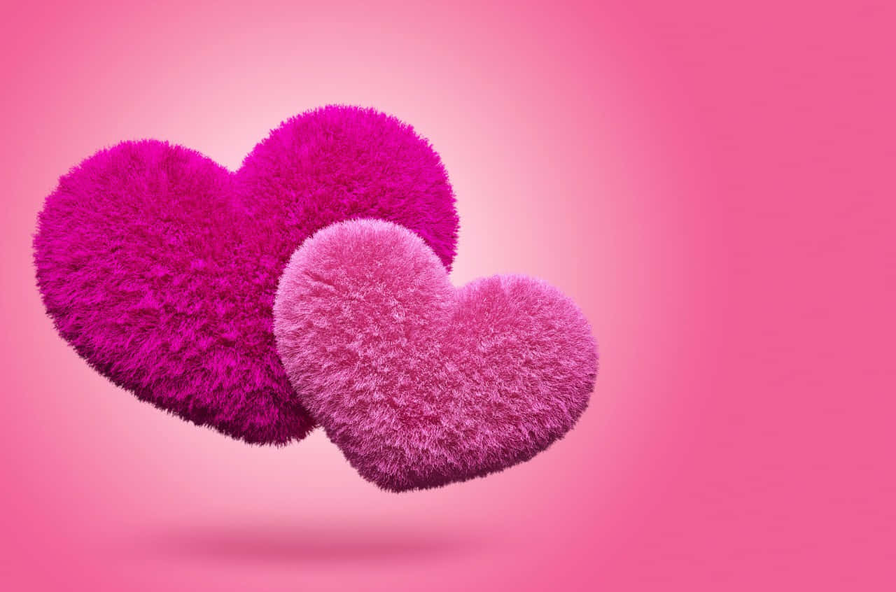 Fuzzy Hearts Pink Backdrop Wallpaper