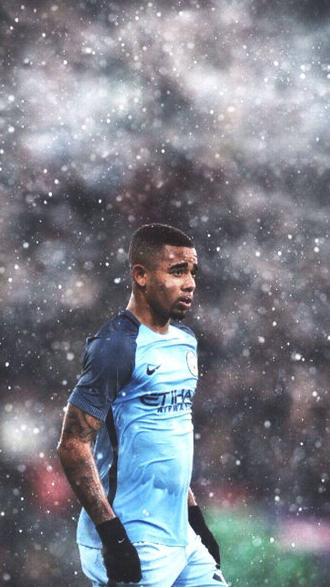 Gabriel Jesus With Puffs White Effects Wallpaper