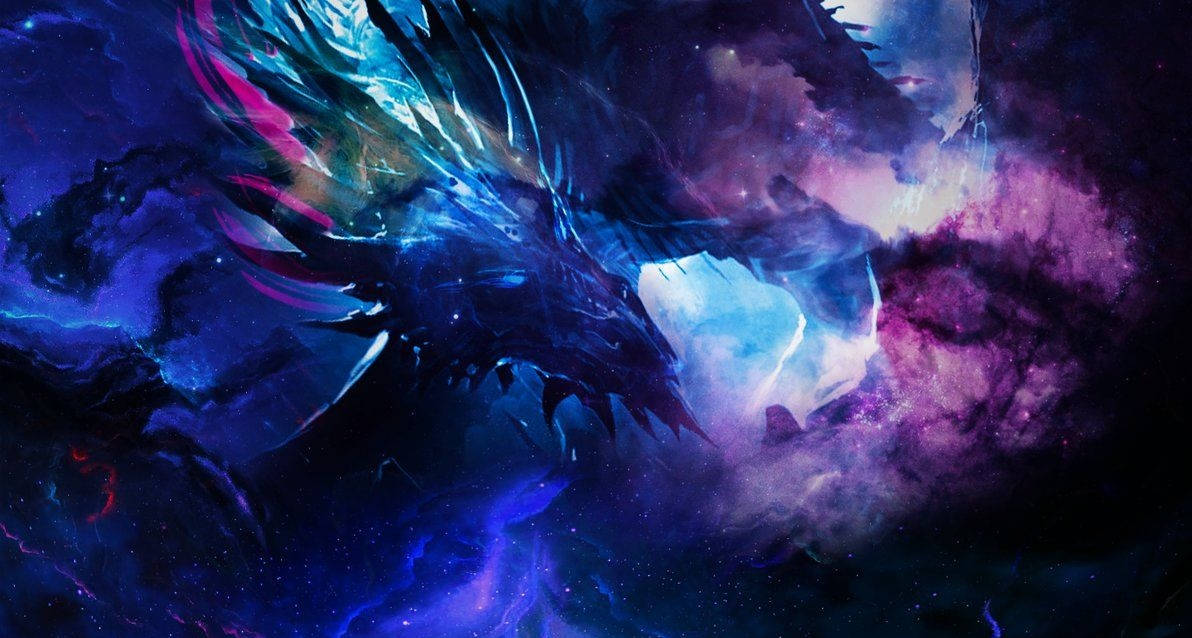 Galaxy Dragon Full Of Horns Wallpaper