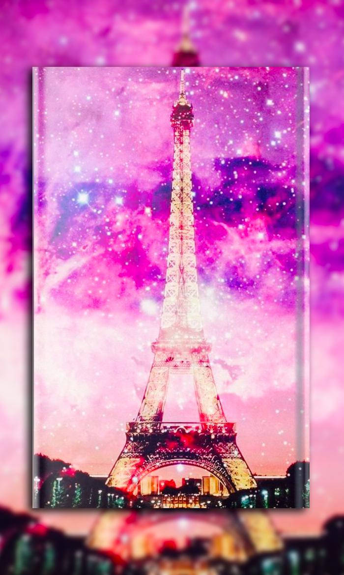 Galaxy-like Pink Paris Sky Wallpaper