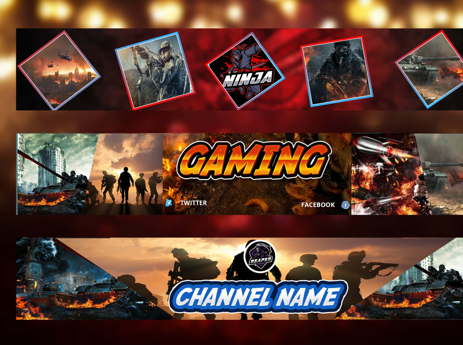 Gaming Banners With A Red Background Wallpaper