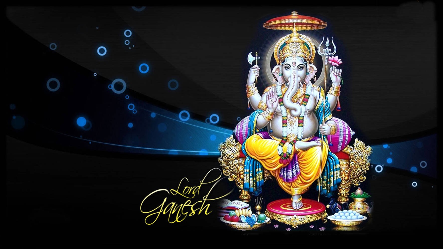 Ganesh Desktop Blue And Black Digital Artwork Wallpaper