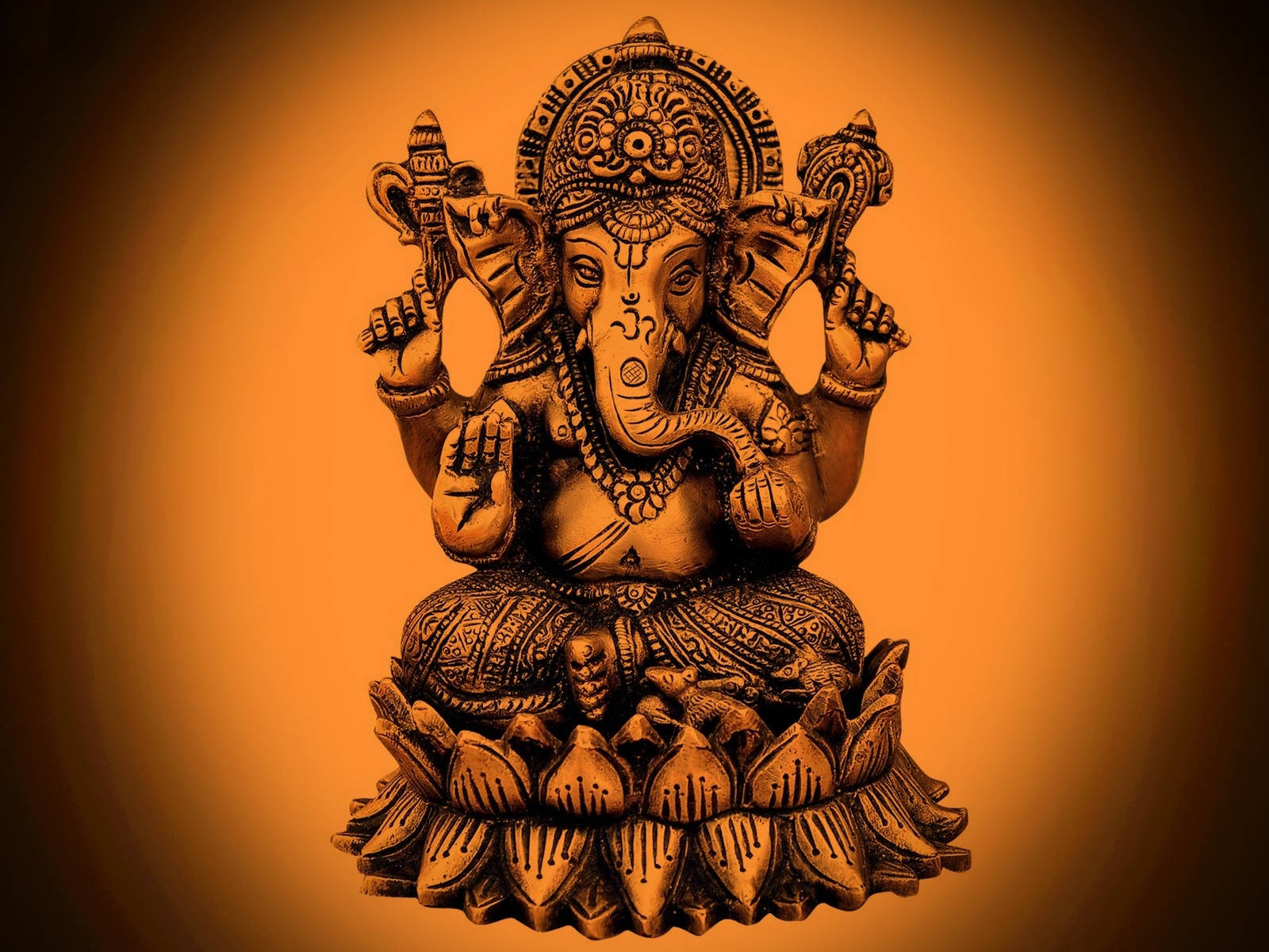 Ganesh Desktop Gold And Black Graphic Art Wallpaper