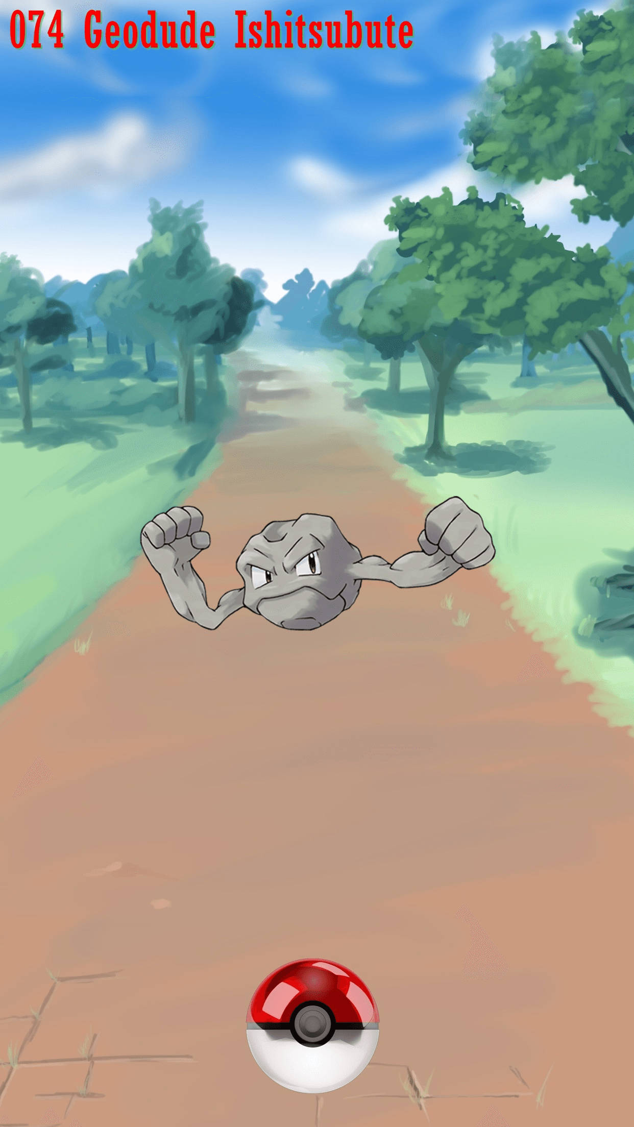 Geodude Pokemon With Poke Ball Wallpaper