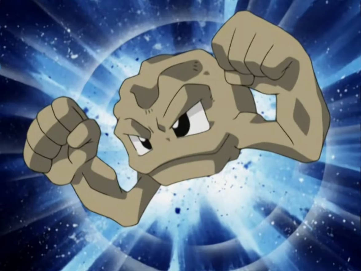 Geodude With Starry Blue Background Wallpaper