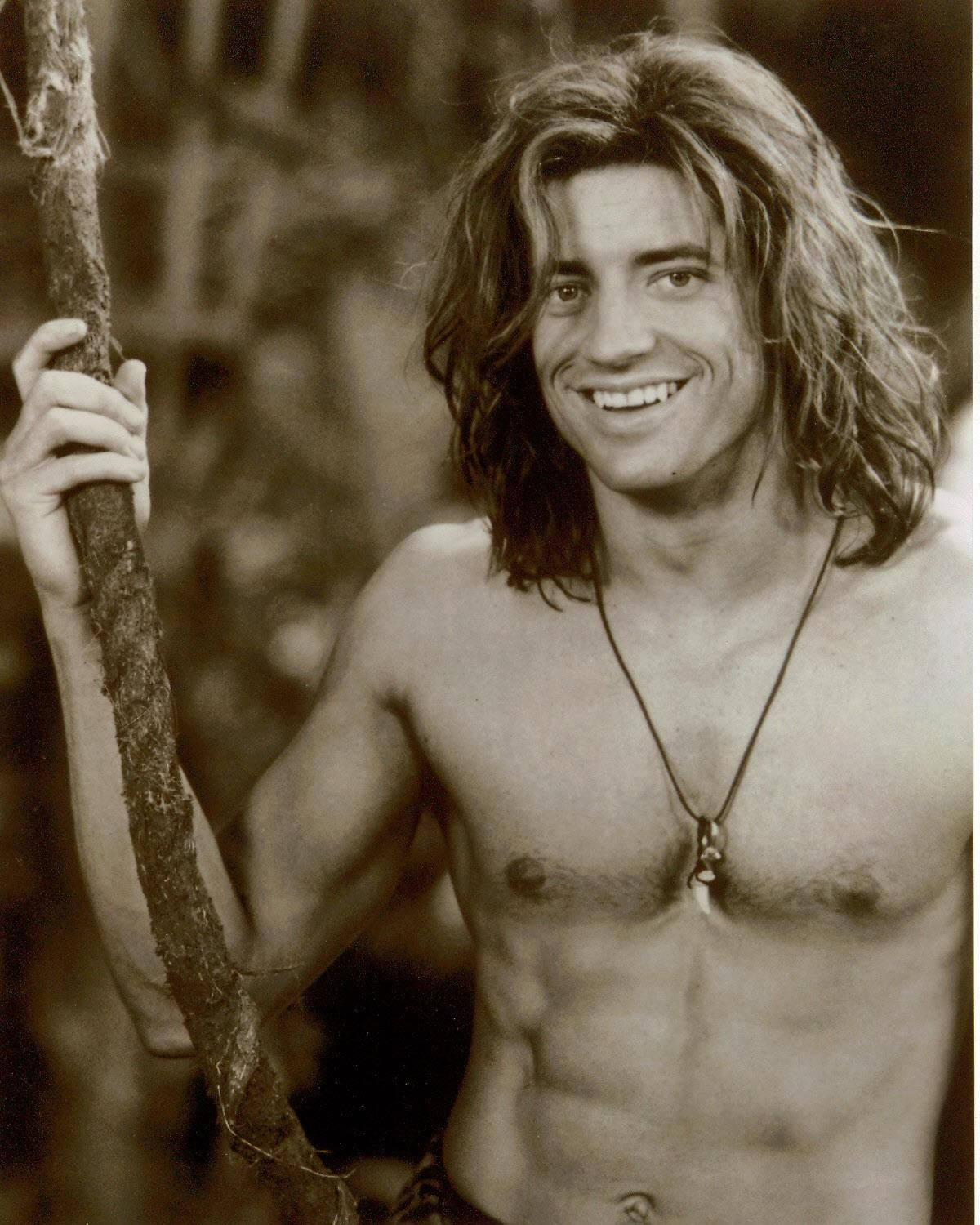 George Of The Jungle Black And White Brendan Fraser Wallpaper