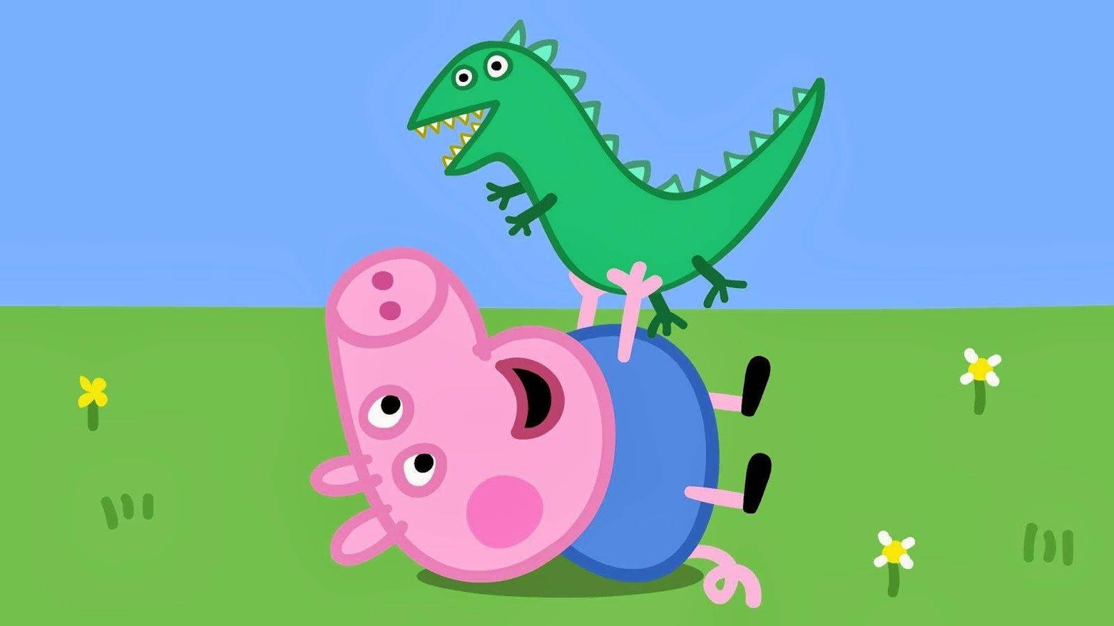 George The Dinosaur And Peppa Pig Playing Together Wallpaper