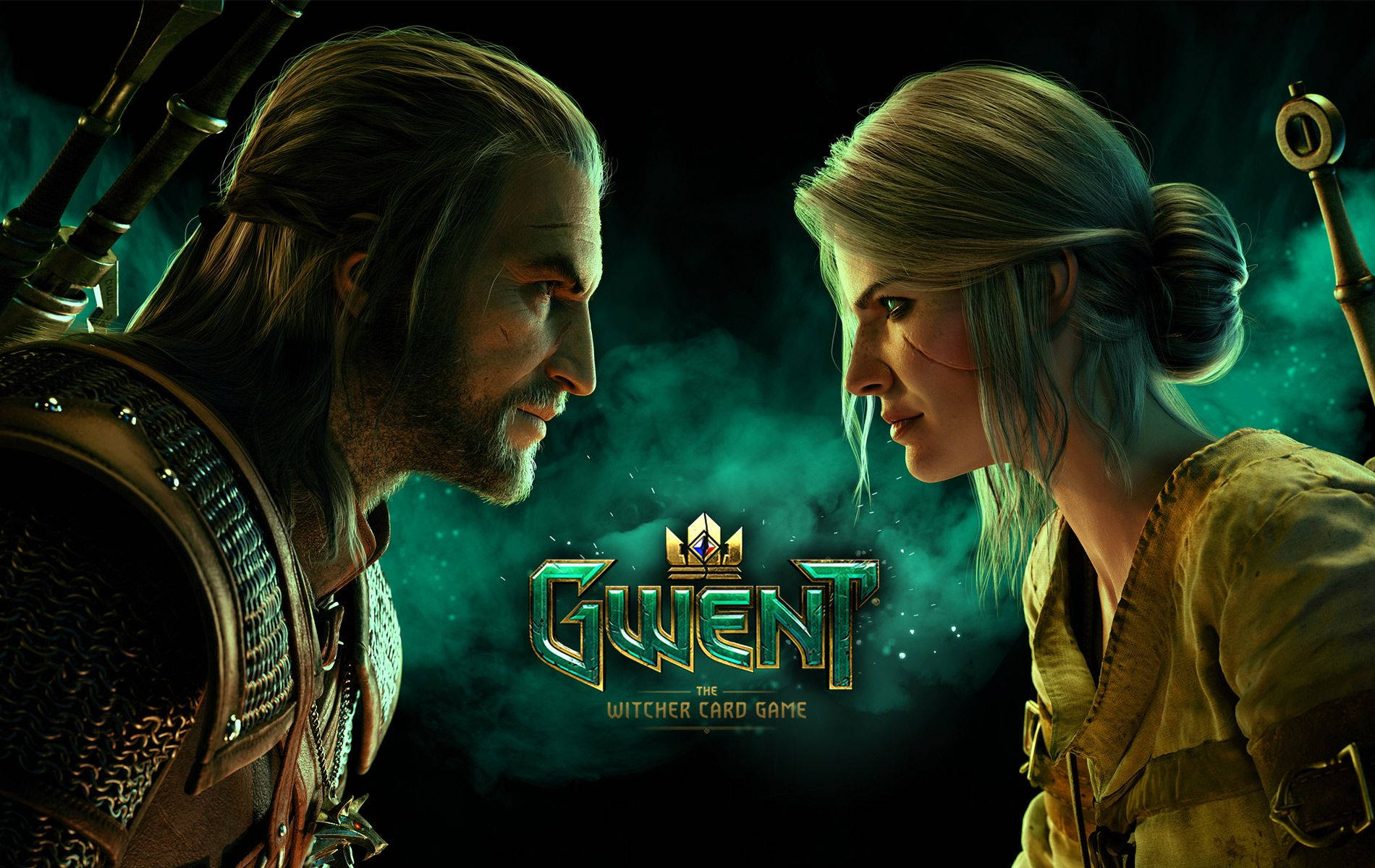 Geralt And Ciri -two Beloved Characters From The Witcher Come Together In This Intense Poster Wallpaper