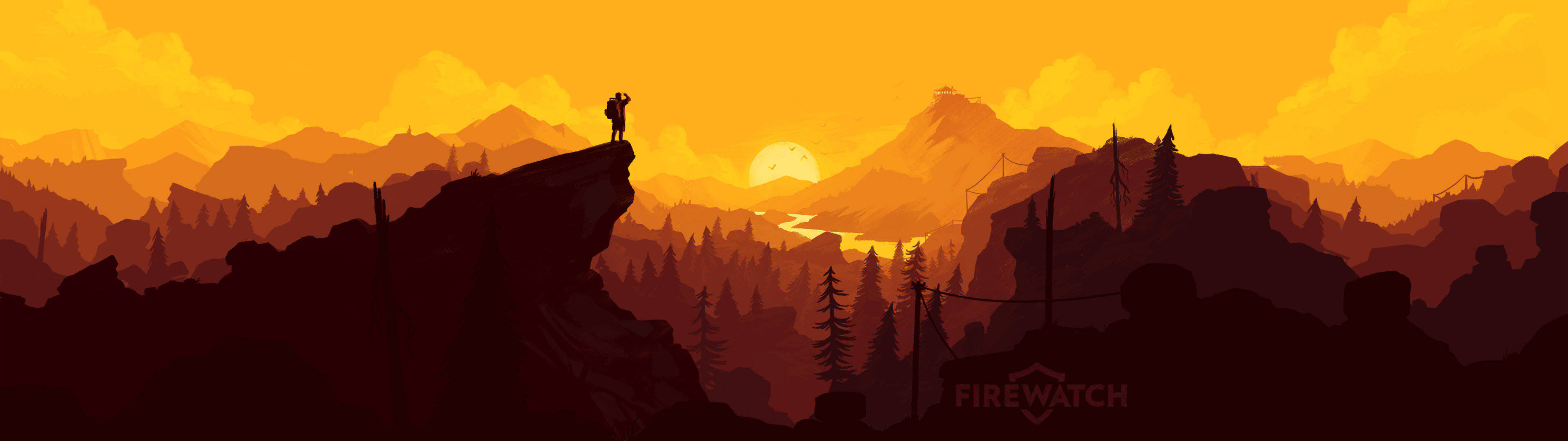 Get Lost In The Adventure Of Dual Screen With Firewatch. Wallpaper